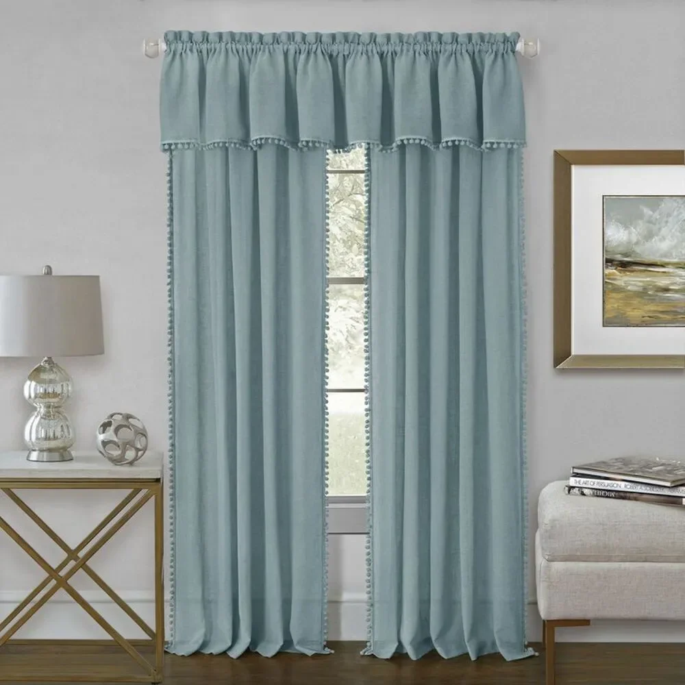 Achim Home Furnishing: Wallace Aqua Semi-Sheer Window Curtain Rod Pocket Panel: